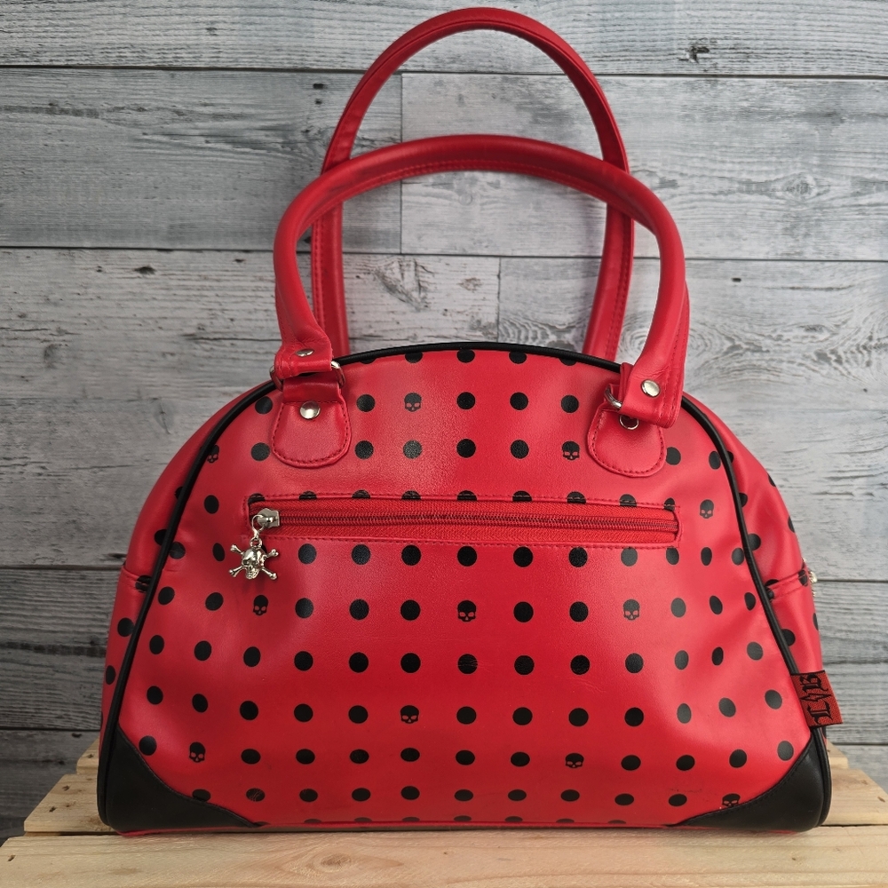 Liquor Brand Skull Polka Dot Red Black Shoulder Bag Faux Leather